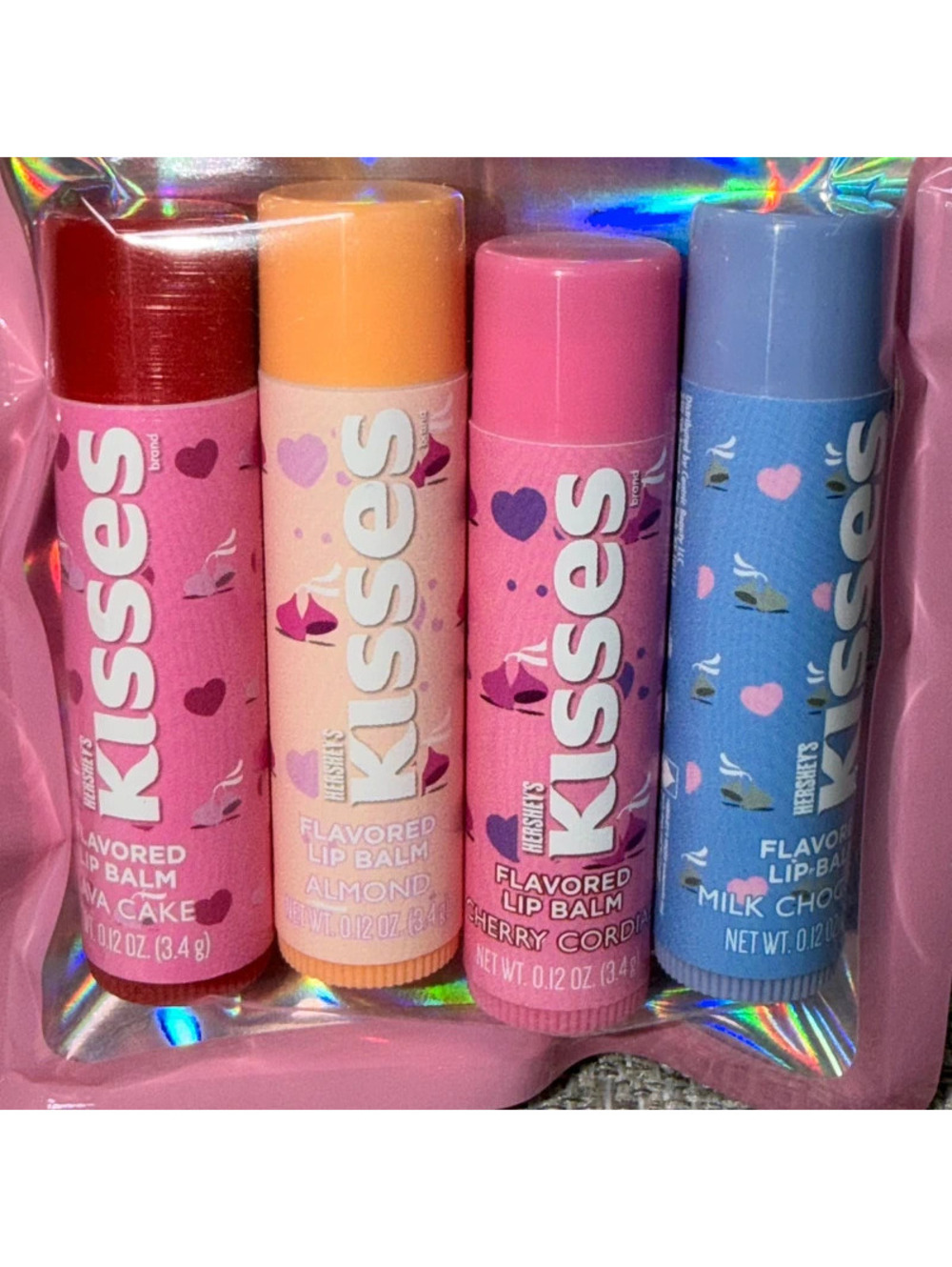 Hershey’s Kisses Flavored Lip Balm 4 Piece Set Chocolate Cherry Almond New